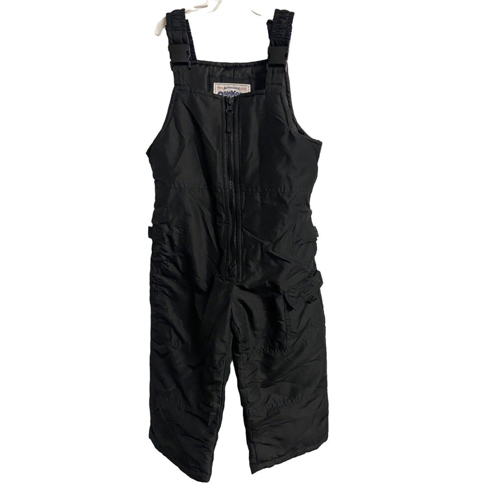 OshKosh BGosh Snow Bibs Girl Ski Kids 4T Overalls Black Front Zip Winter Outdoor